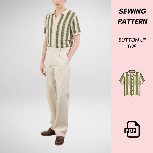 Button Up Crochet Top Pattern PDF, Unisex Crochet Shirt Pattern, DIY Summer Crochet Top, Made to Measure, Sizes S to 4XL, Instant Download