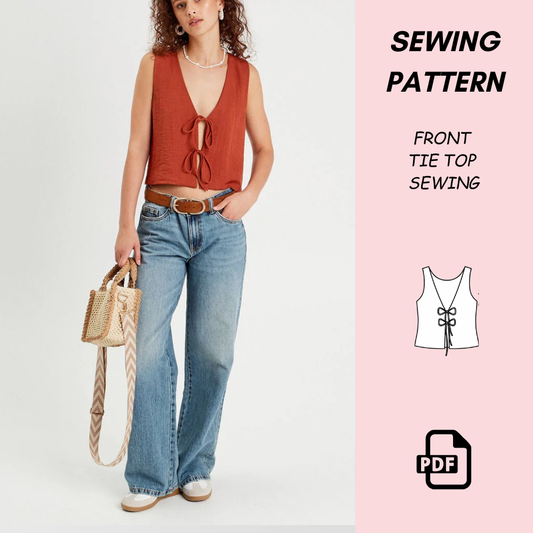 Front Tie Top Sewing Pattern PDF Download