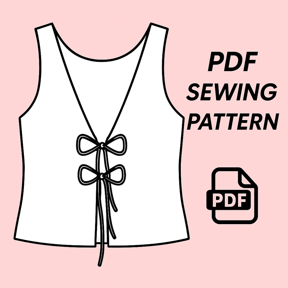 Front Tie Top Sewing Pattern PDF Download