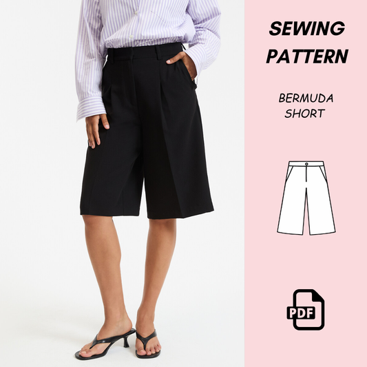 Women’s Bermuda Culotte Shorts Sewing Pattern (PDF Download) | Tailored Shorts | Culotte Pattern | Summer Shorts | Easy Sewing Project
