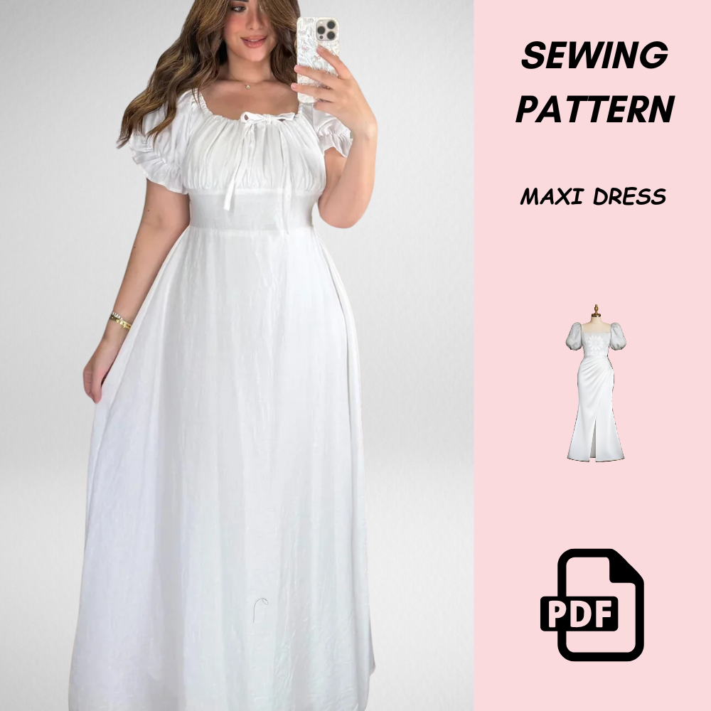 Victorian Nightgown Sewing Pattern PDF | Beginner Friendly Dress | A4 Printable Mini & Maxi Night Dress Pattern XXS–XL