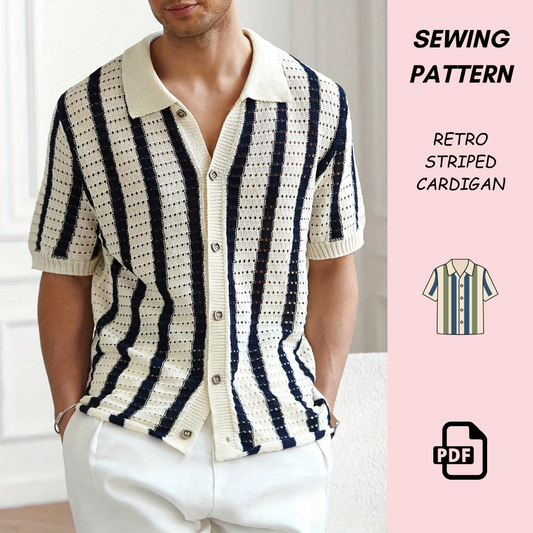 Men’s Crochet Top Pattern PDF, Crochet Button Down Shirt Pattern, DIY Striped Crochet Shirt, Beginner Friendly Men’s Crochet Pattern, Instant Download