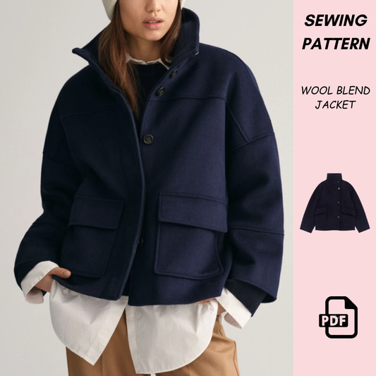 Funnel Neck Coat Wool Jacket Sewing Pattern