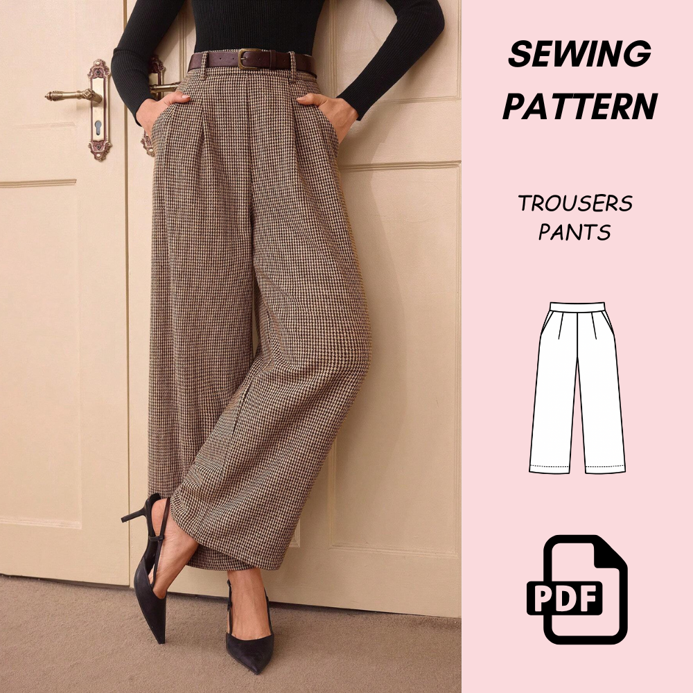 Wide Leg Pants Sewing Pattern PDF Download – Women’s Trousers Pattern, Easy Sewing Project, Beginner Friendly DIY Pants