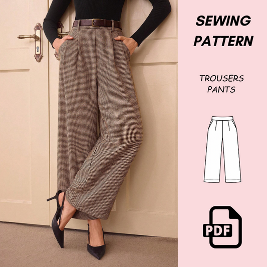 Wide Leg Pants Sewing Pattern PDF Download – Women’s Trousers Pattern, Easy Sewing Project, Beginner Friendly DIY Pants