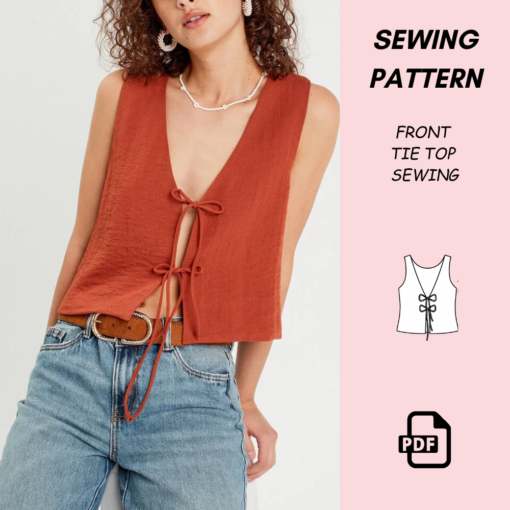 Front Tie Top Sewing Pattern PDF Download