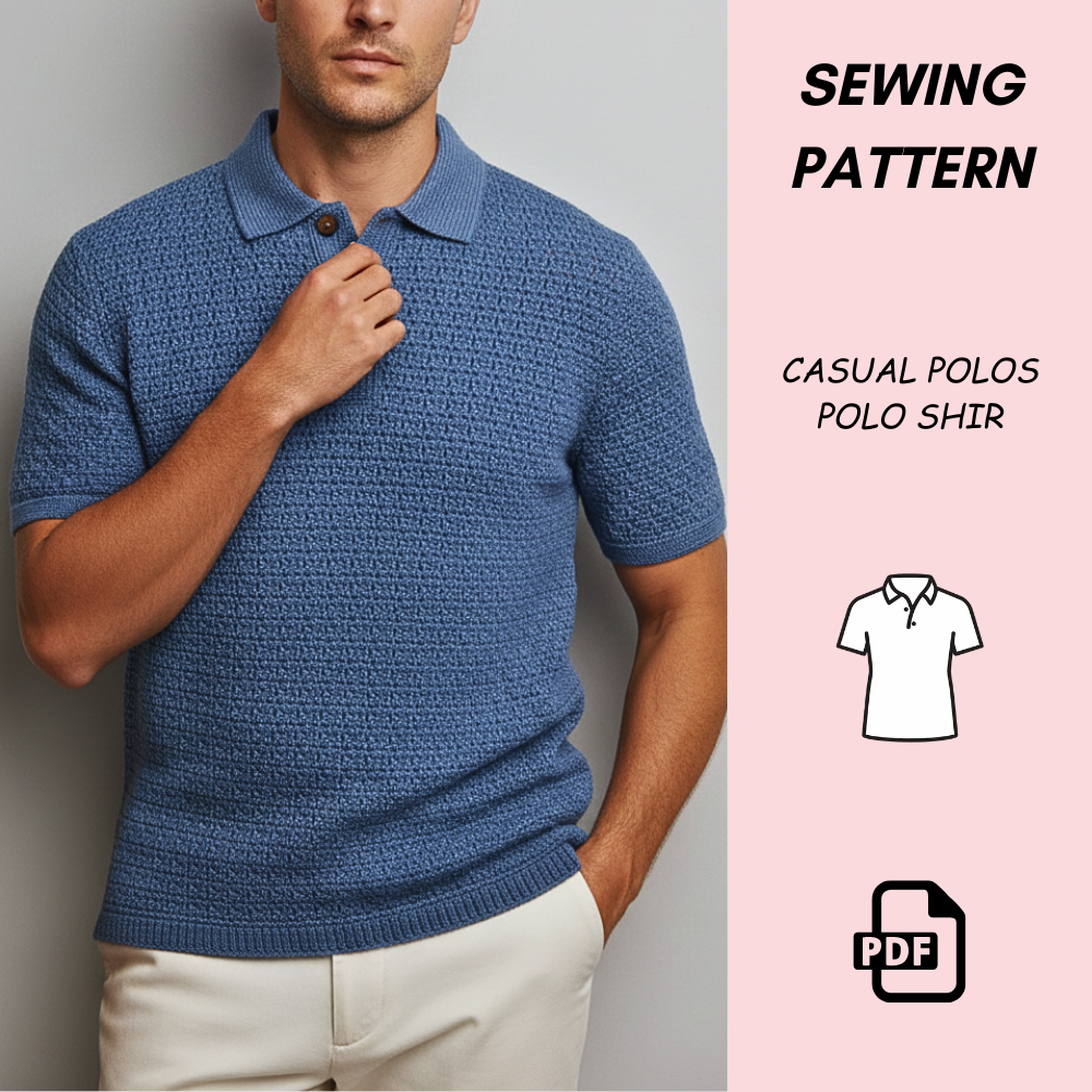Men’s Crochet Polo Shirt Pattern (PDF Download) – Menswear Long Loop Stitch | Classic Mesh-Style Crochet Shirt | Sizes S–2XL