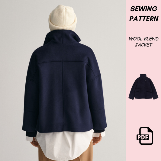 Funnel Neck Coat Wool Jacket Sewing Pattern
