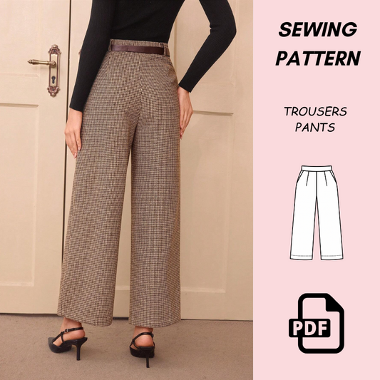 Wide Leg Pants Sewing Pattern PDF Download – Women’s Trousers Pattern, Easy Sewing Project, Beginner Friendly DIY Pants