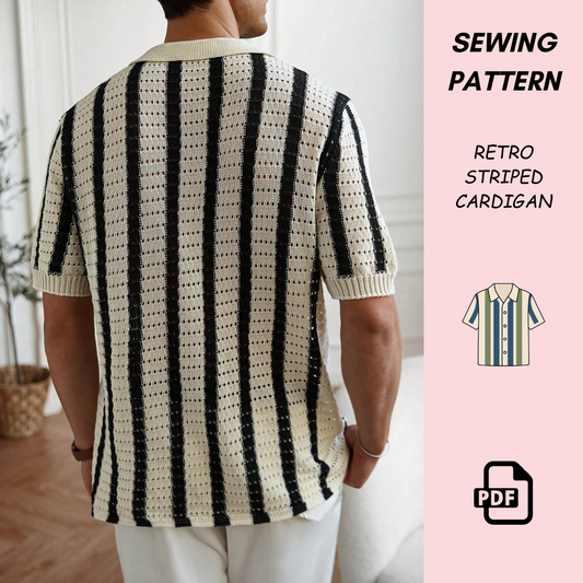 Men’s Crochet Top Pattern PDF, Crochet Button Down Shirt Pattern, DIY Striped Crochet Shirt, Beginner Friendly Men’s Crochet Pattern, Instant Download