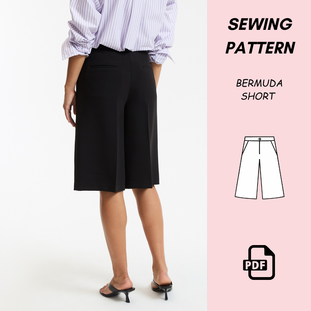 Women’s Bermuda Culotte Shorts Sewing Pattern (PDF Download) | Tailored Shorts | Culotte Pattern | Summer Shorts | Easy Sewing Project