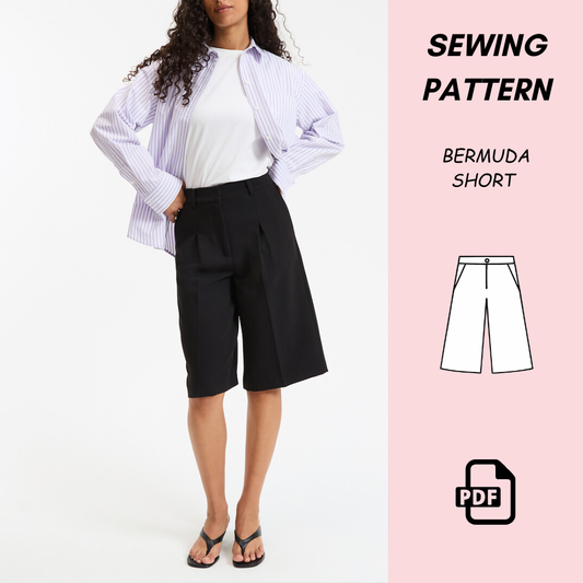 Women’s Bermuda Culotte Shorts Sewing Pattern (PDF Download) | Tailored Shorts | Culotte Pattern | Summer Shorts | Easy Sewing Project
