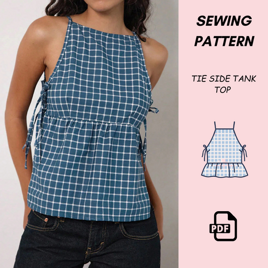 Women’s Tie Side Peplum Top Sewing Pattern | Sizes XXS–XXXL | Instant PDF Download