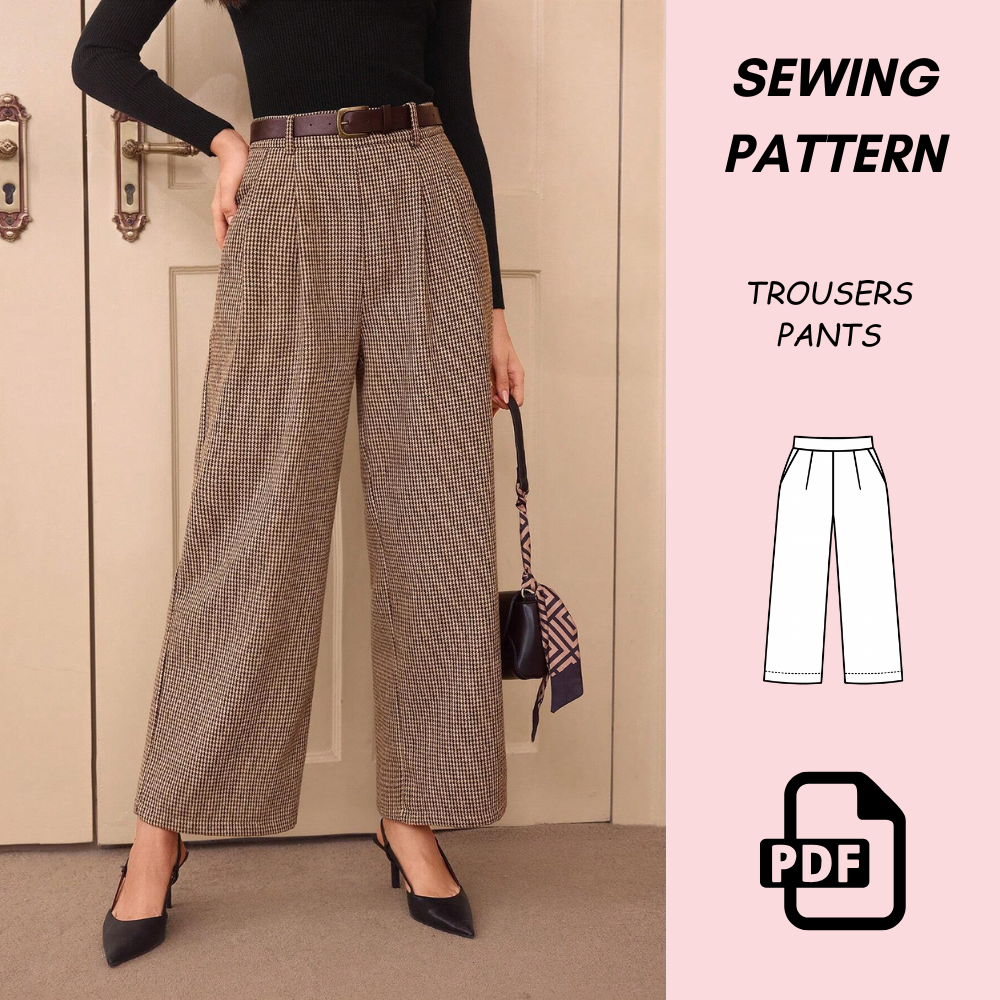Wide Leg Pants Sewing Pattern PDF Download – Women’s Trousers Pattern, Easy Sewing Project, Beginner Friendly DIY Pants