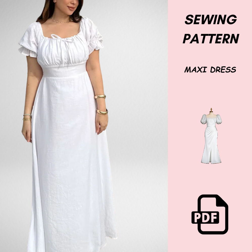 Victorian Nightgown Sewing Pattern PDF | Beginner Friendly Dress | A4 Printable Mini & Maxi Night Dress Pattern XXS–XL