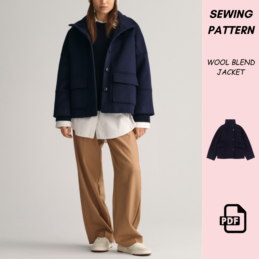 Funnel Neck Coat Wool Jacket Sewing Pattern