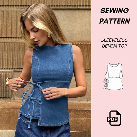 Women’s Sleeveless Denim Top Sewing Pattern (PDF)