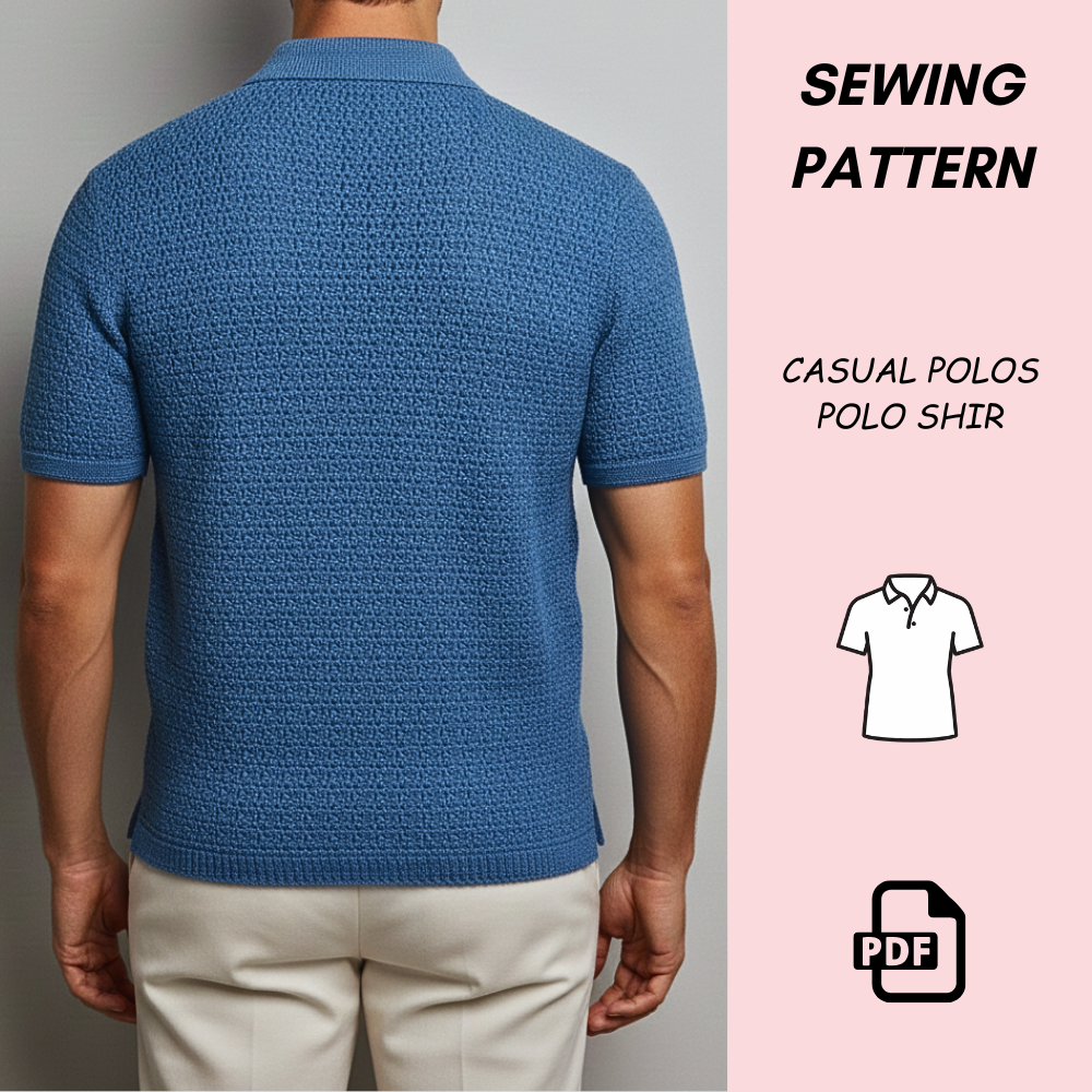 Men’s Crochet Polo Shirt Pattern (PDF Download) – Menswear Long Loop Stitch | Classic Mesh-Style Crochet Shirt | Sizes S–2XL