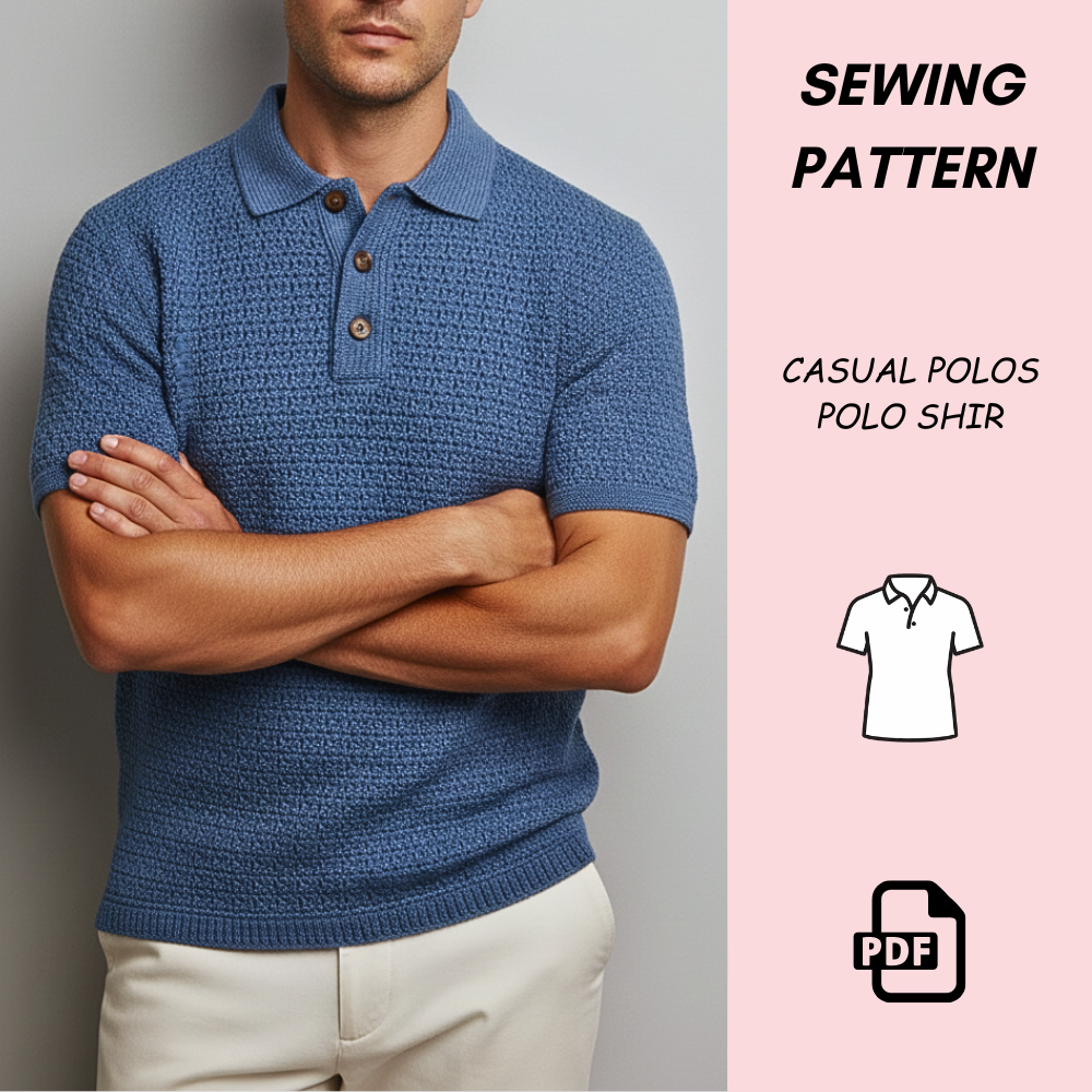 Men’s Crochet Polo Shirt Pattern (PDF Download) – Menswear Long Loop Stitch | Classic Mesh-Style Crochet Shirt | Sizes S–2XL