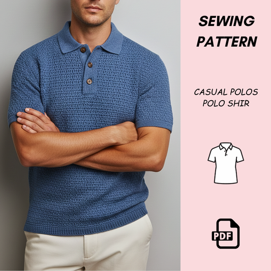 Men’s Crochet Polo Shirt Pattern (PDF Download) – Menswear Long Loop Stitch | Classic Mesh-Style Crochet Shirt | Sizes S–2XL