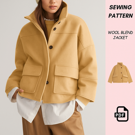 Funnel Neck Coat Sewing Pattern PDF Download