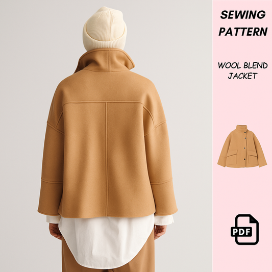 Funnel Neck Coat Sewing Pattern PDF Download