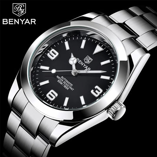 Luxury Men Mechanical Wristwatches Stainless Steel Sports Men Automatic Watches 50ATM waterproof Clock